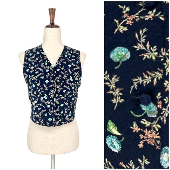NWT Liz Claiborne Studio Floral Quilted Vest | Small - Picture 1 of 12